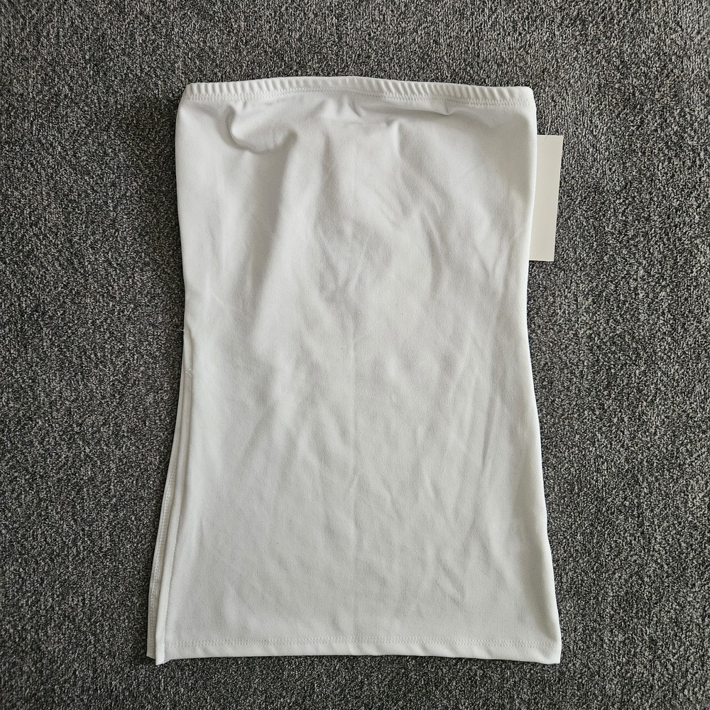 Sleeveless strapless white Tube Top Bandeuau Stretchy Xsmall Basic‎ Side Slit